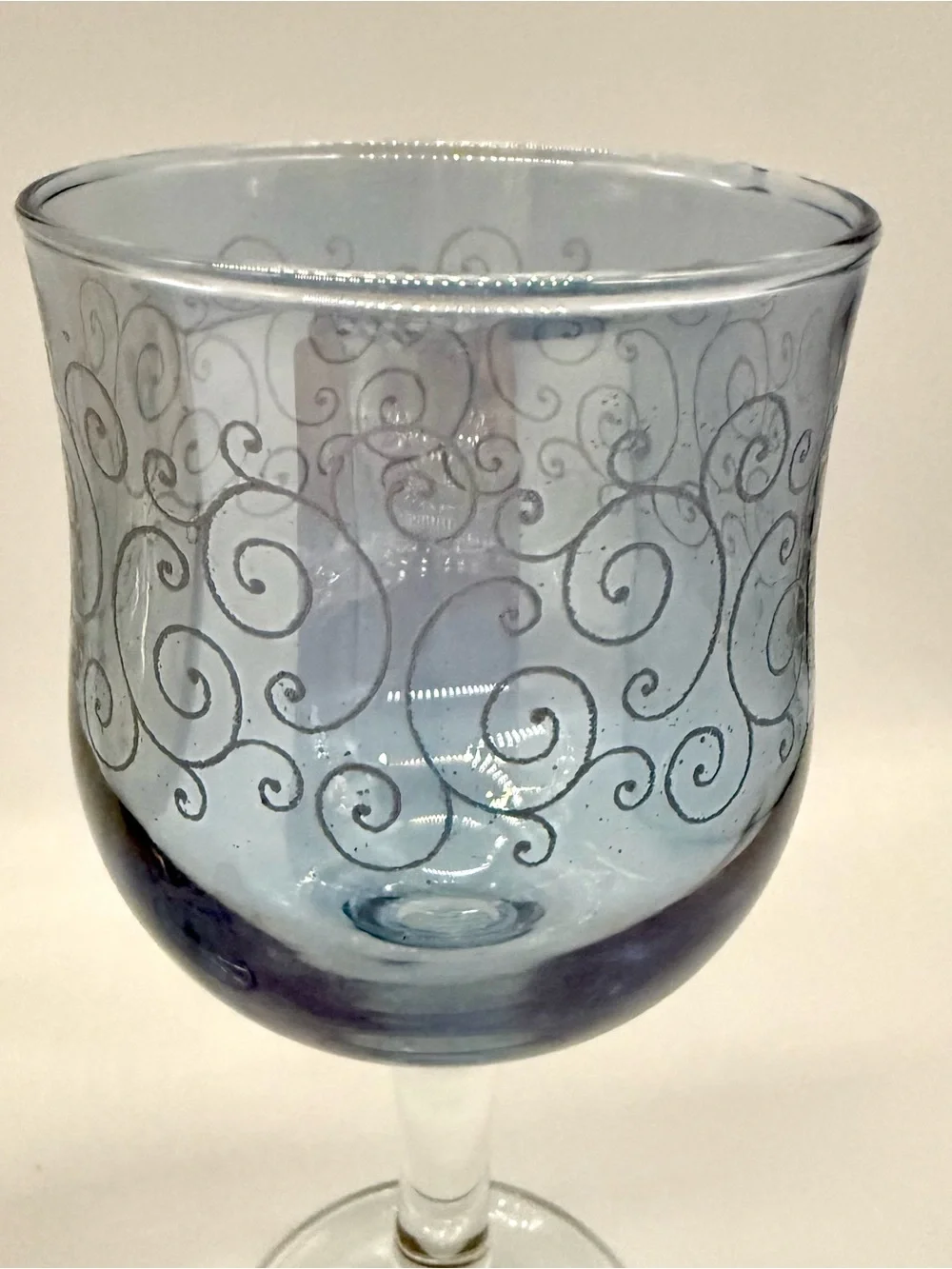 Cristalleria Fumo Handmade Italy Wine Glasses Set of 3 Etched Colored Goblets